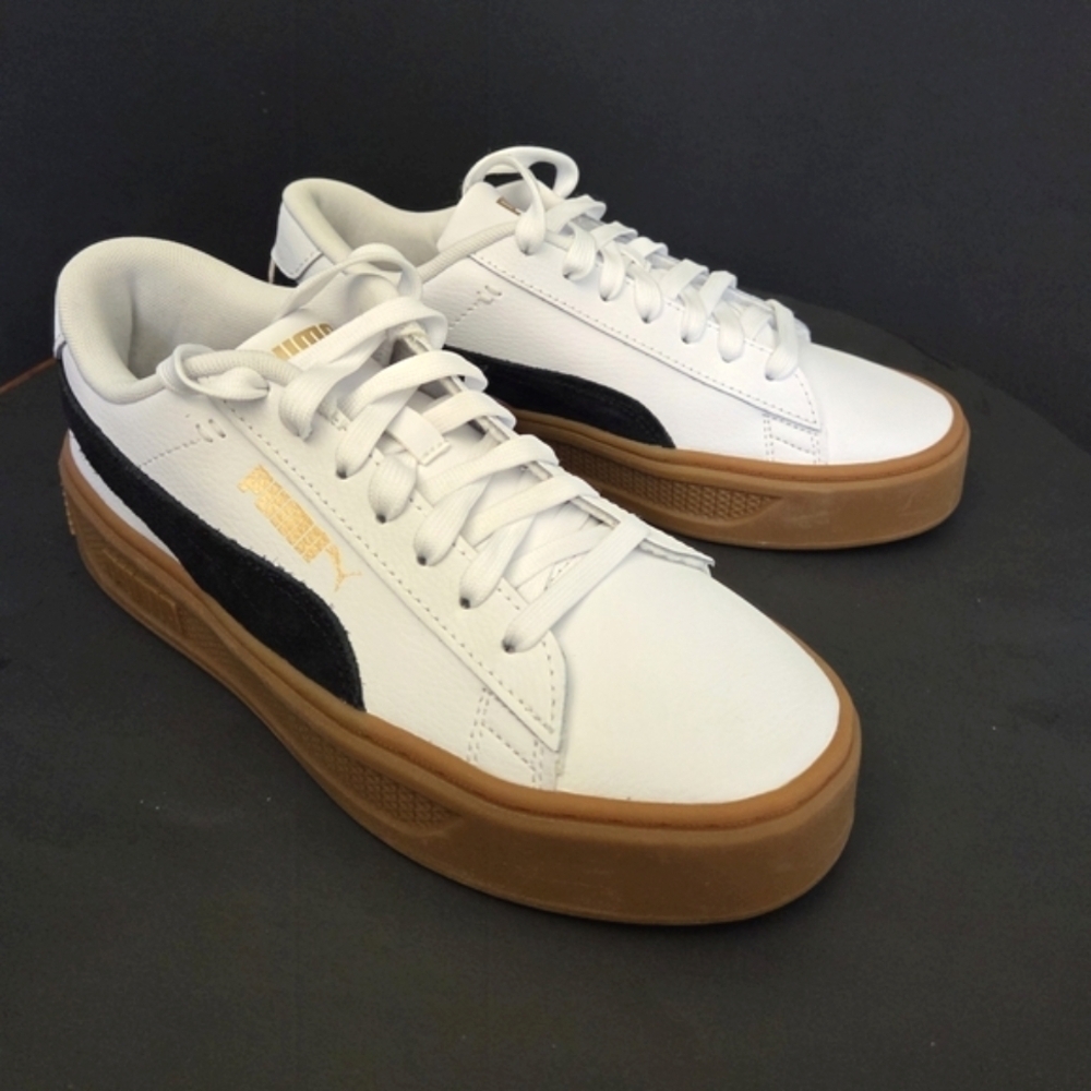 Puma Smash Platform V3 Mono Twist Sneakers White Black Gum Women's Avail 7.5 8.0
